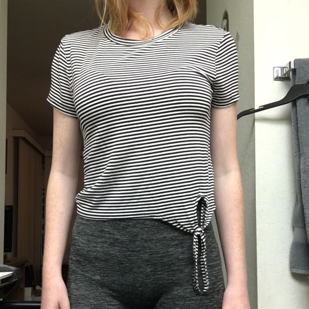 black and white stripped shirt